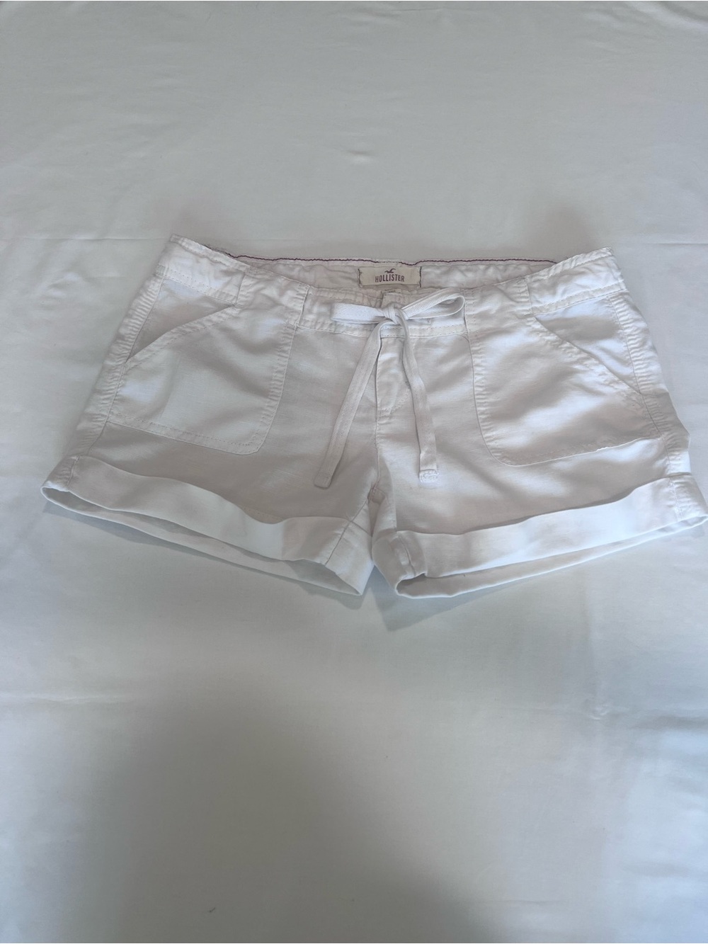 Hollister White Drawstring Cotton linen Women’s Shorts